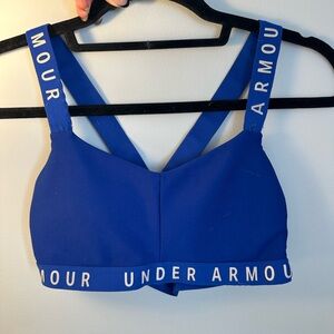 Under Armour- Royal Blue Cross Back Padded Sports Bra